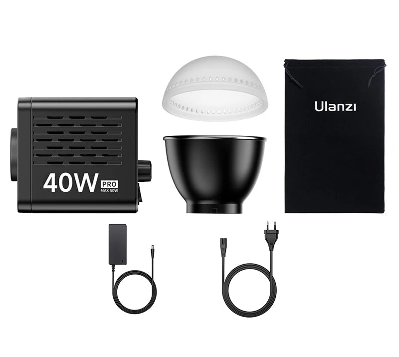 ULANZI L023 40W Pro – Luz LED com Montagem Mini Bowens e Bateria Interna ULANZI L023 40W Pro – Luz LED com Montagem Mini Bowens e Bateria Interna